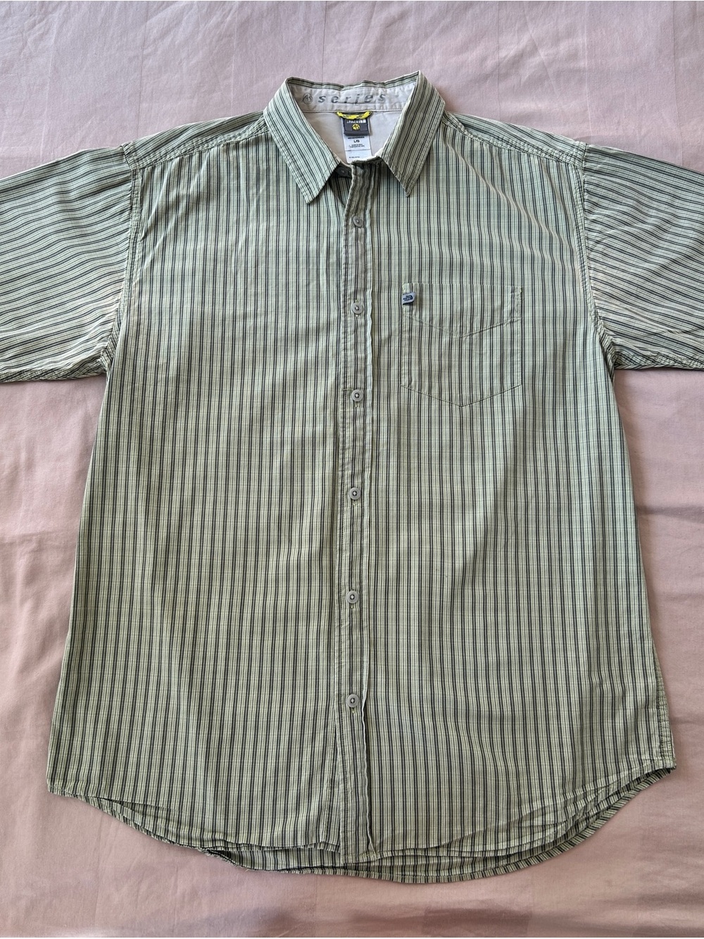 The North Face A5 series Light Green Striped Short-Sleeve Button-Up Shirt